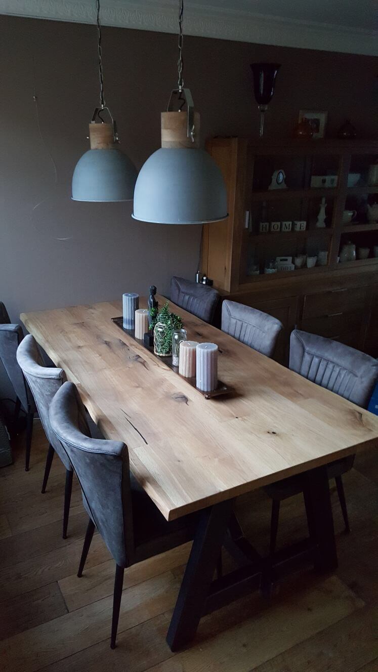 Eiken Massief Boomstam Eettafel