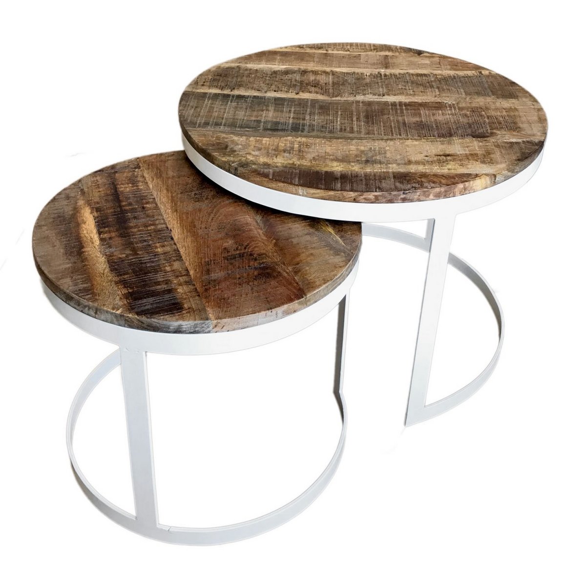 Austin salontafelset massief tabacco hout met poedercoaten wit metalen frame
