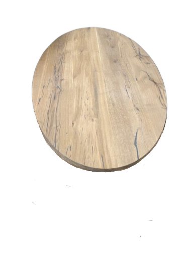 Ovale eiken tafel met grote poot tafelblad