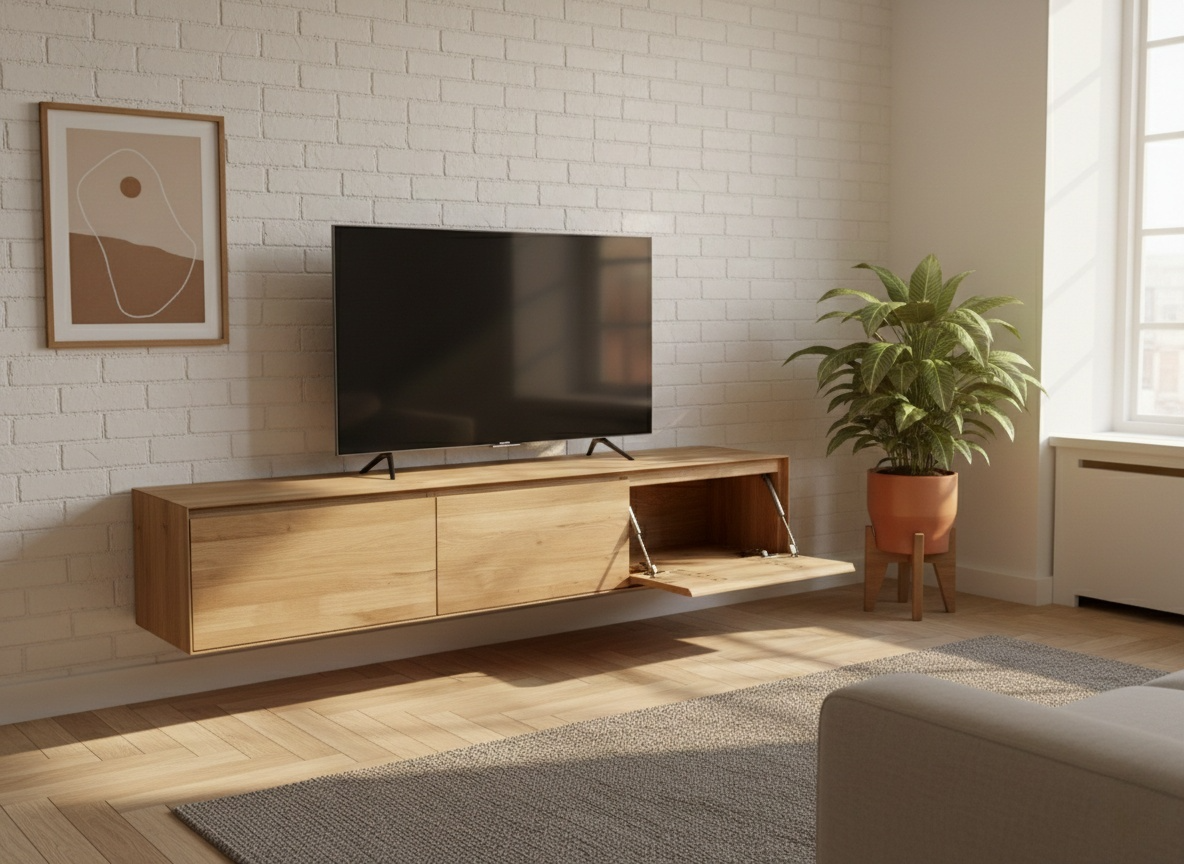 Avento Oak – Massief Eiken Zwevend TV-Meubel op Maat