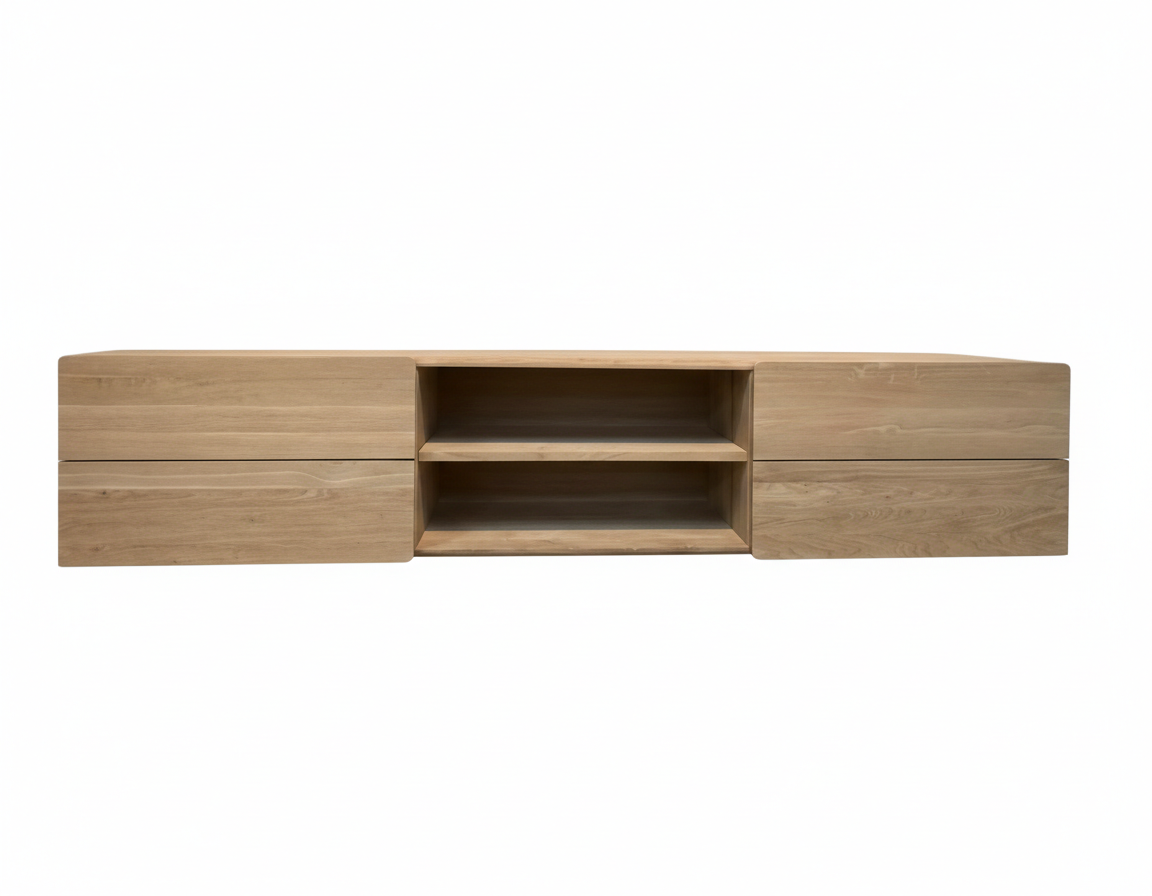 Avento Oak Signature – Massief Eiken Zwevend TV-Meubel met Lades