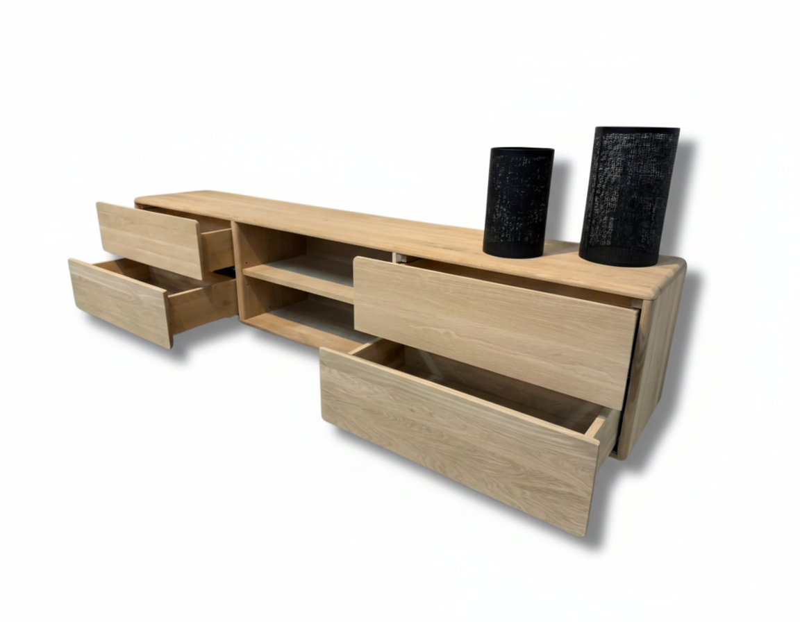 Avento Oak Signature – Massief Eiken Zwevend TV-Meubel met Lades