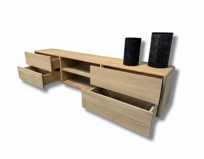 Avento Oak Signature – Massief Eiken Zwevend TV-Meubel met Lades