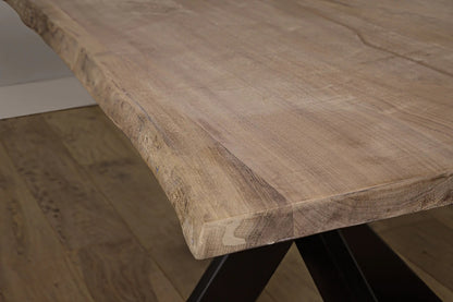 Unieke notenhouten eettafel tafelblad detaills