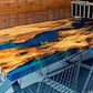 Rechte Epoxy Eettafel - ''Swiss Blue''