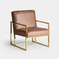 Brooklyn fauteuil met goudkleurige metalen poten bekleed met een zacht imitatieleer in metallic bronskleur