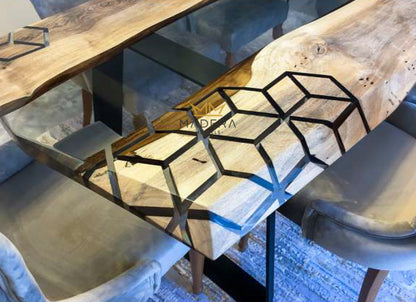 Epoxy eettafel Egoista olijfhout model in tafelblad