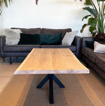 Eiken boomstam salontafel matrix-frame 