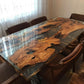 Rechte epoxy eettafel met olijfhout glans