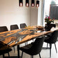 Rechte epoxy eettafel met olijfhout groot
