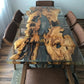 Rechte epoxy eettafel met olijfhout en 6 stoelen