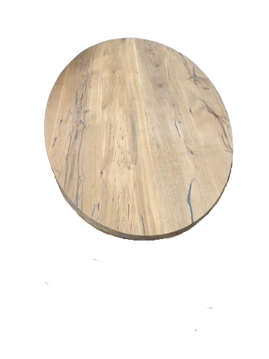 Ovale eiken tafel met grote poot tafelblad 